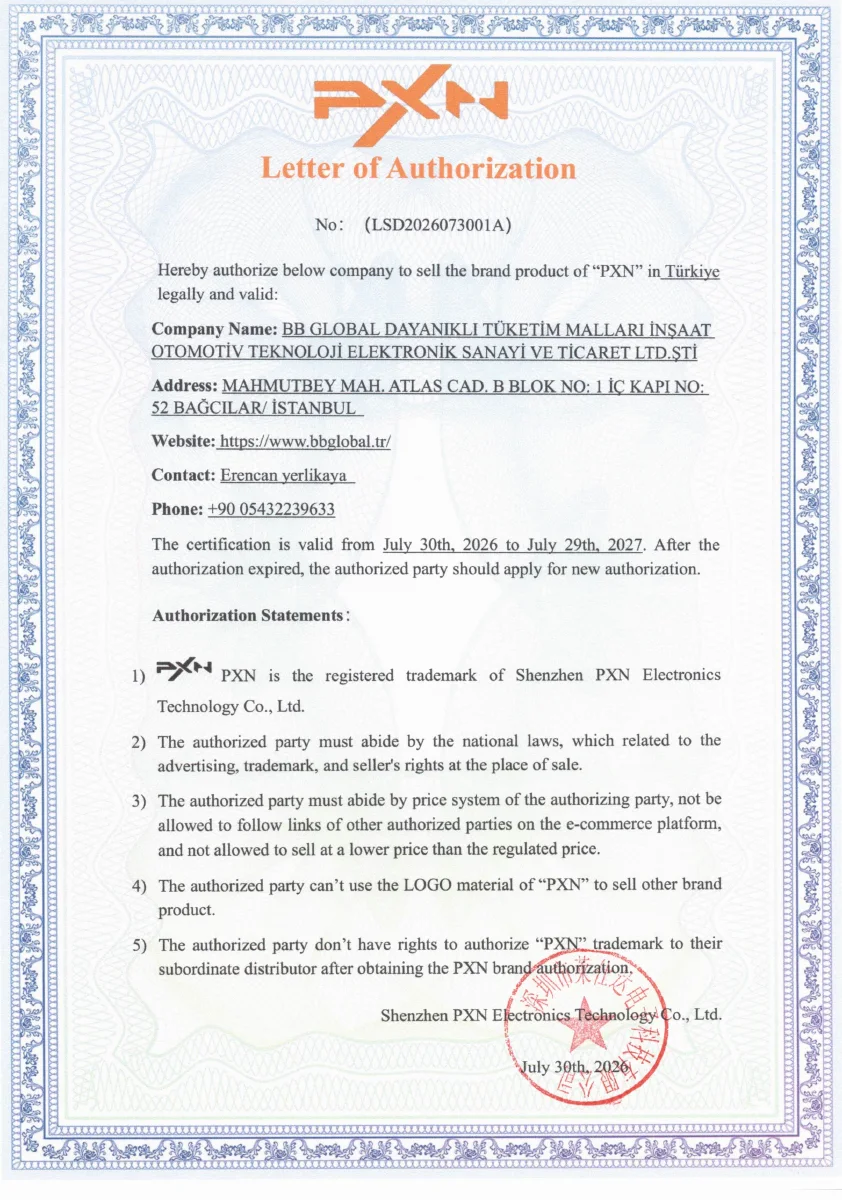 PXN Türkiye Distribütörü Belgesi