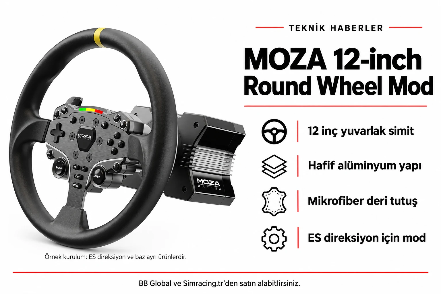 MOZA 12-inch Round Wheel Mod for ES Wheel – Teknik Özellikler