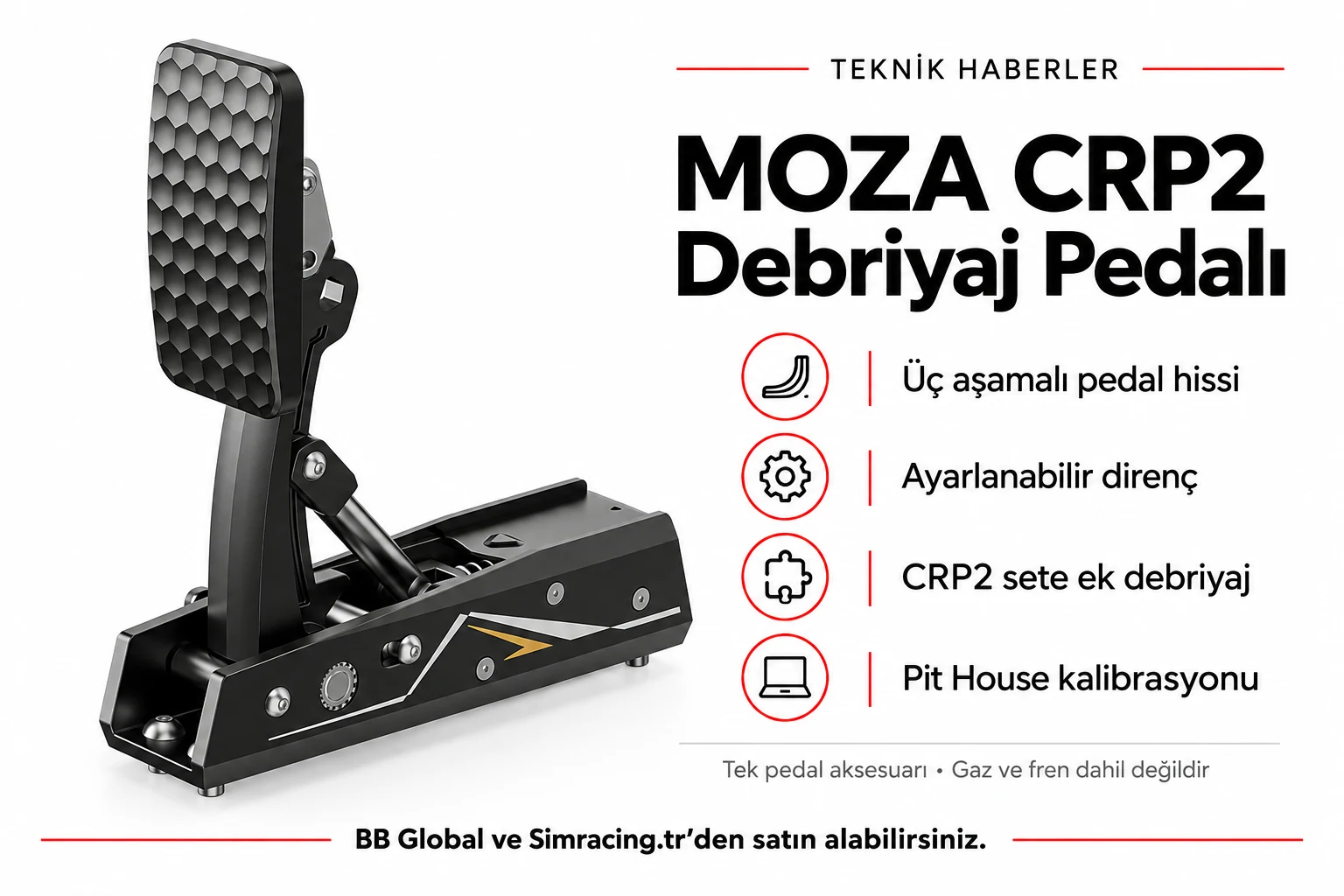 MOZA CRP2 Debriyaj Pedalı – Teknik Özellikler