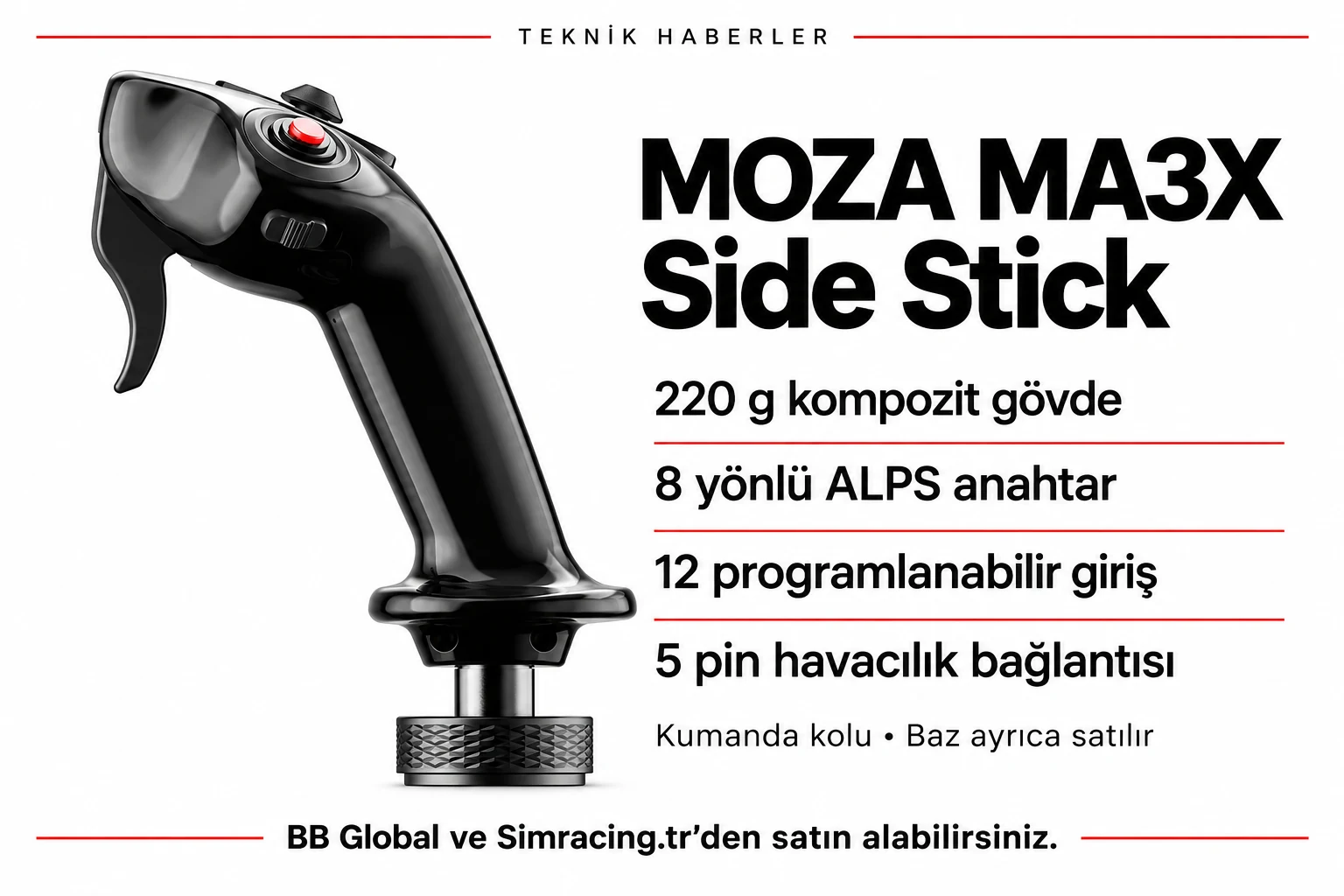 MOZA MA3X Side Stick – Teknik Detaylar
