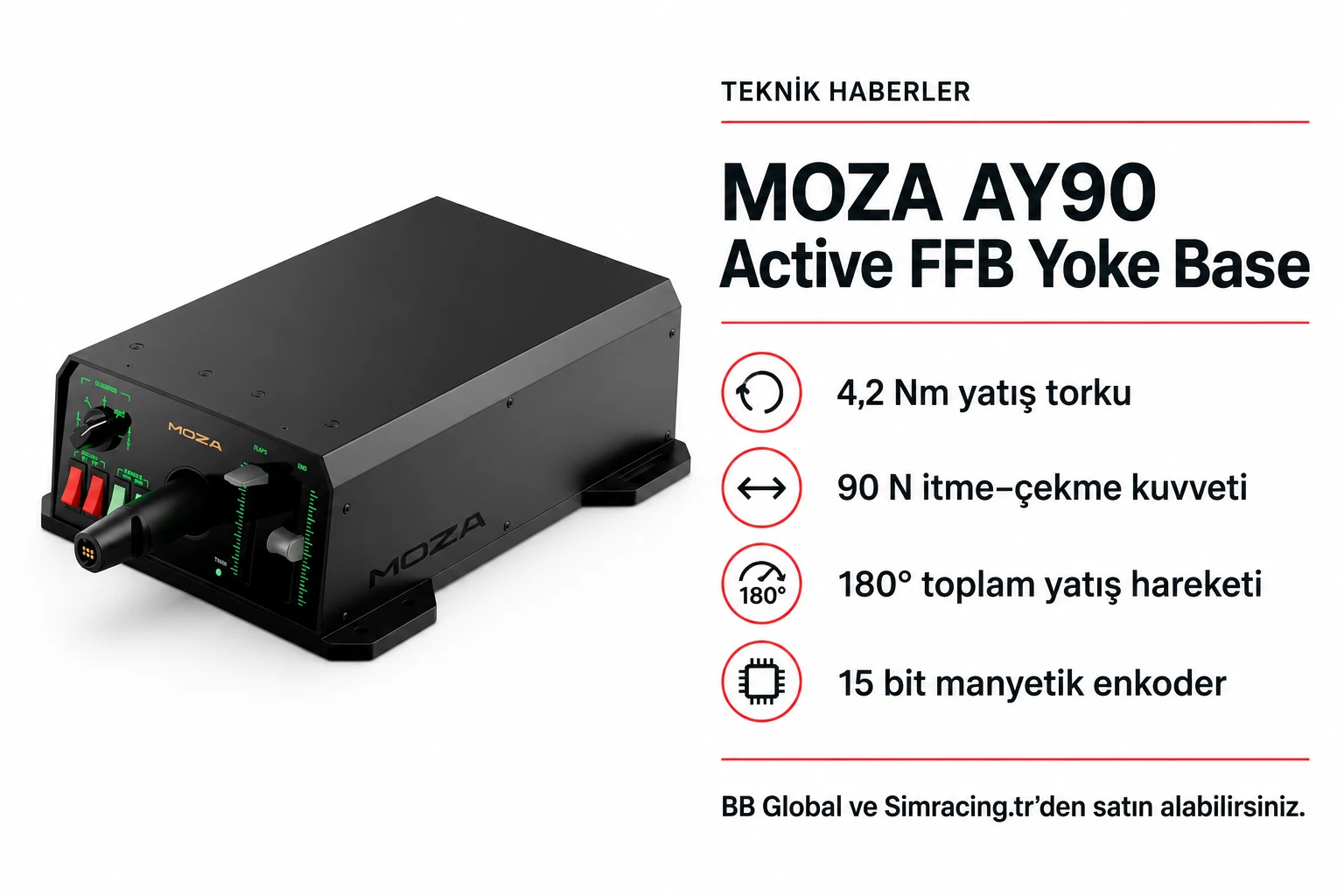 MOZA AY90 Active FFB Yoke Base – Teknik Detaylar
