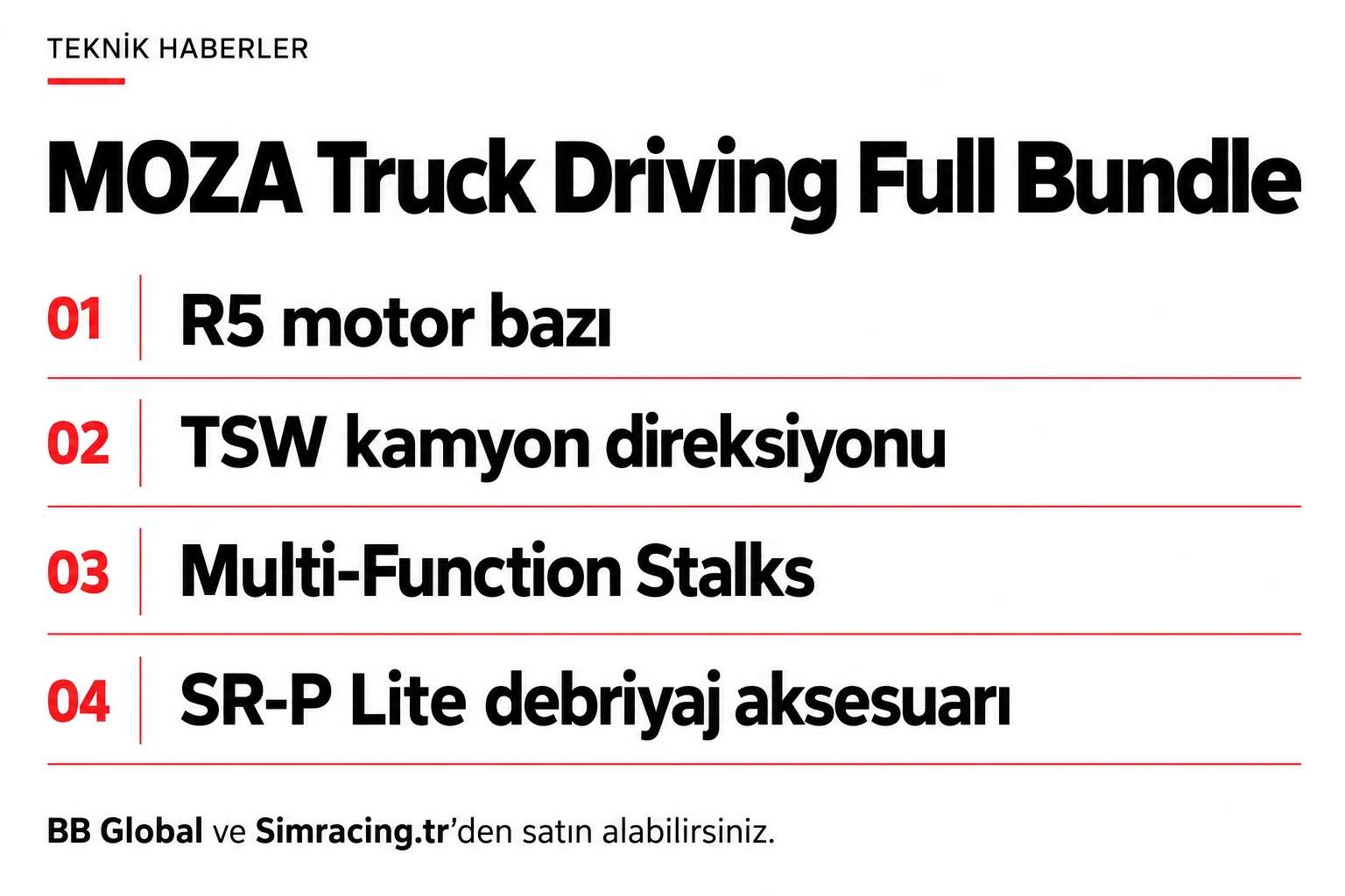 MOZA Truck Driving Full Bundle – Teknik Detaylar