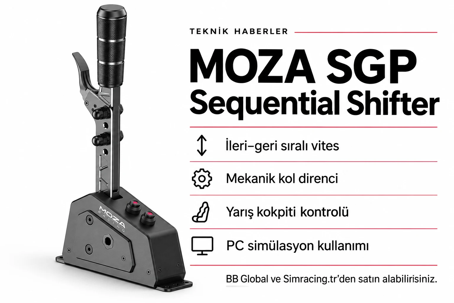 MOZA SGP Sequential Shifter – Teknik Detaylar