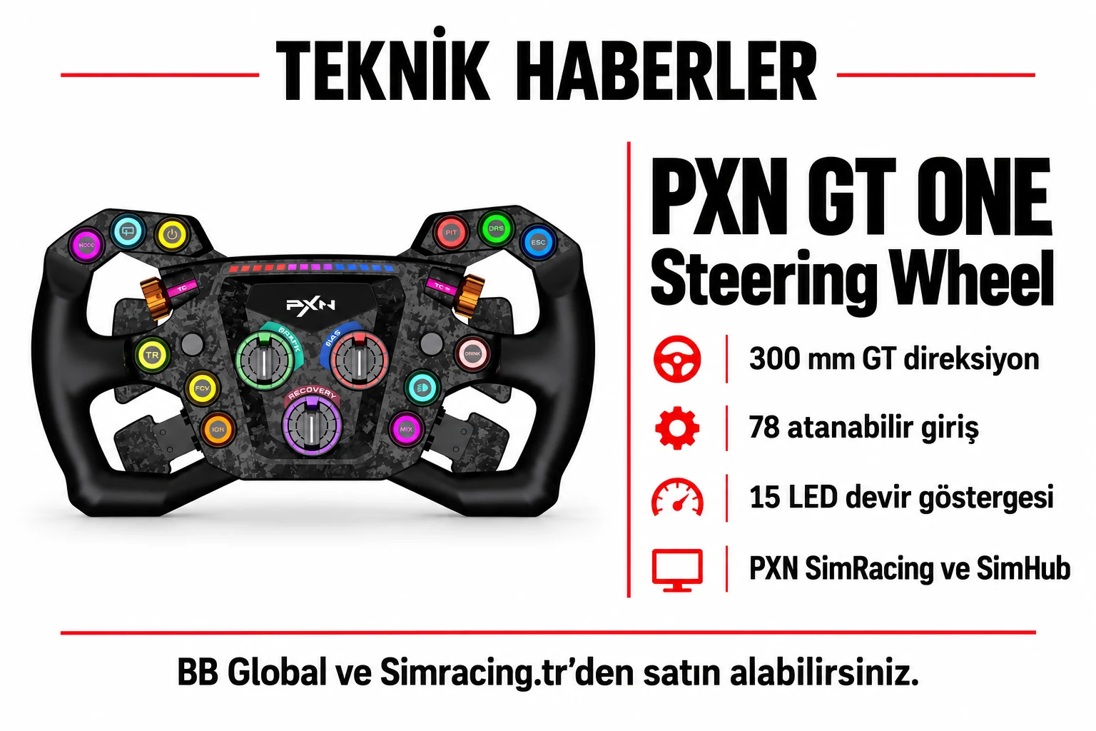 PXN GT ONE Steering Wheel – Teknik Detaylar