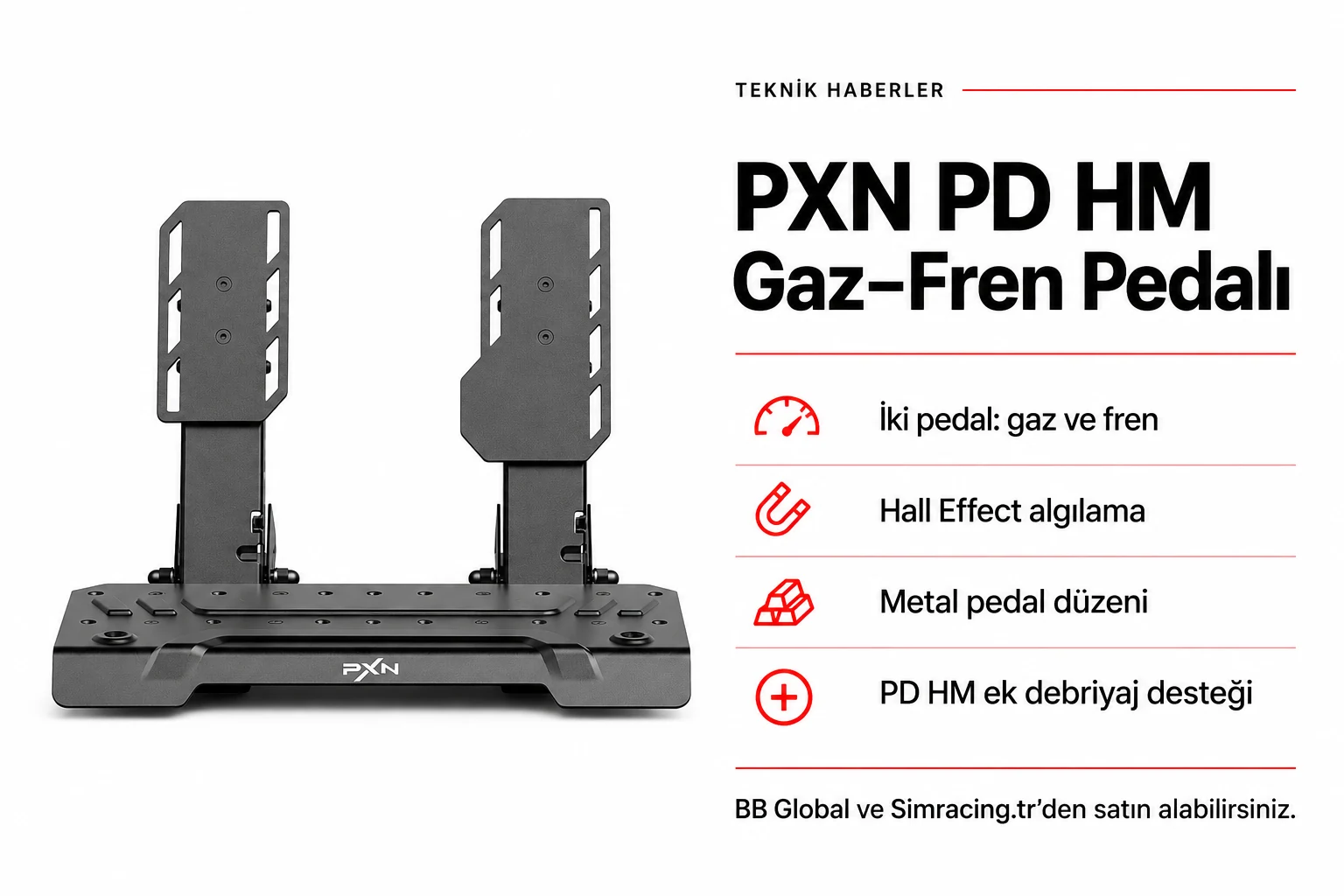 PXN PD HM Gaz–Fren Pedalı – Teknik Detaylar
