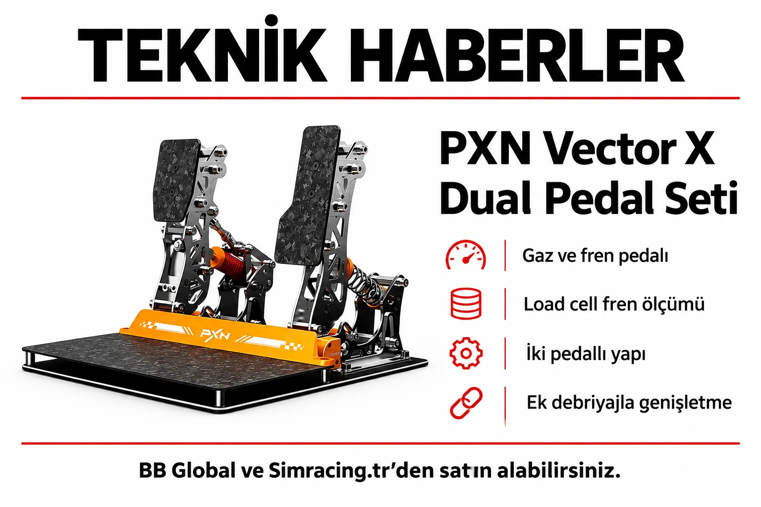 PXN Vector X Dual Pedal Seti – Teknik Detaylar