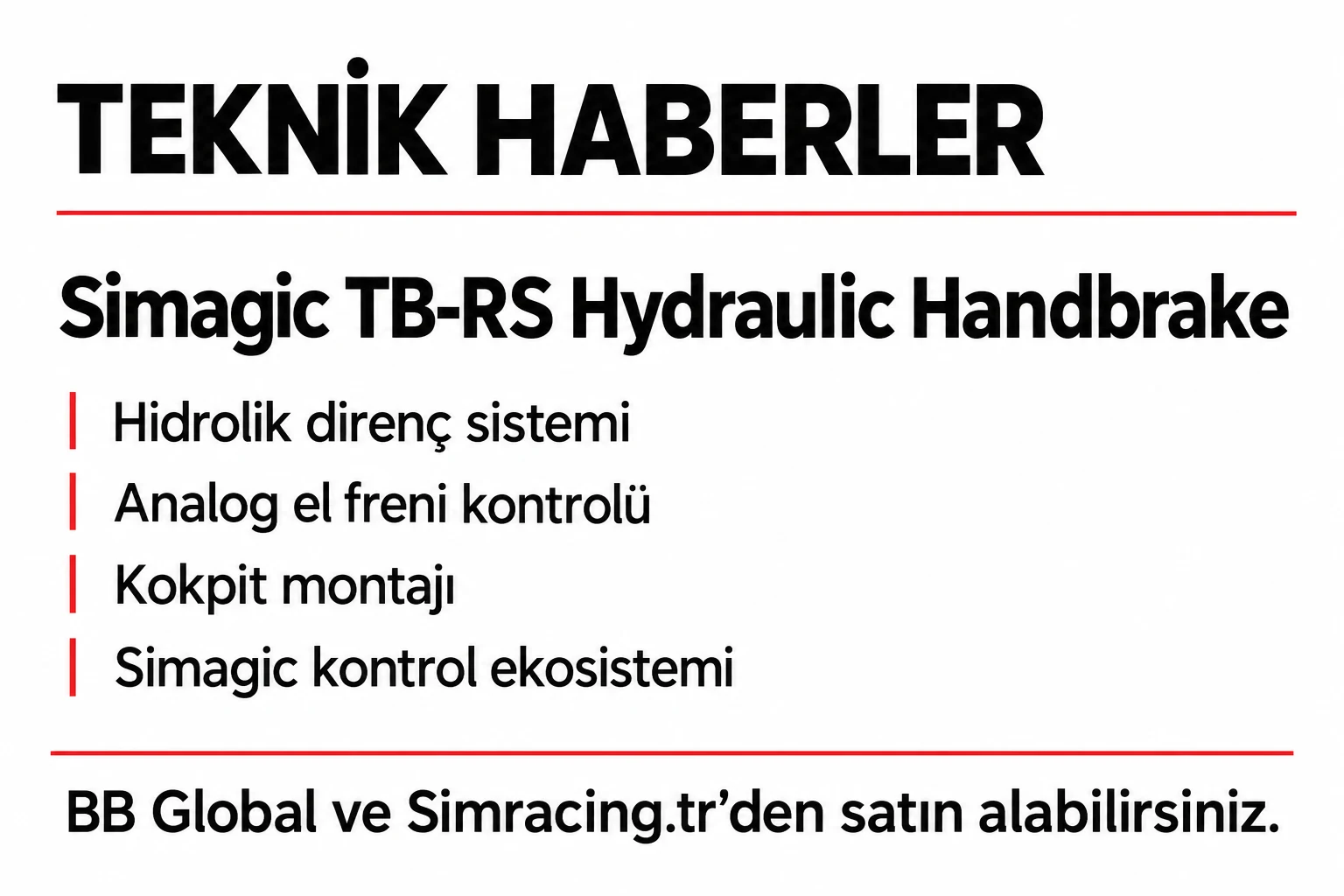 Simagic TB-RS Hydraulic Handbrake – Teknik Detaylar