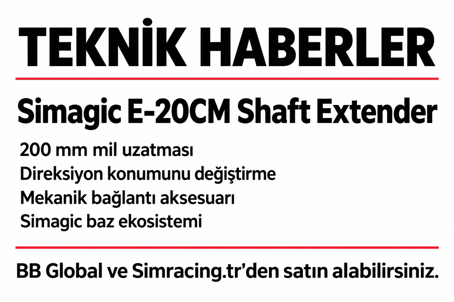 Simagic E-20CM Shaft Extender – Teknik Detaylar