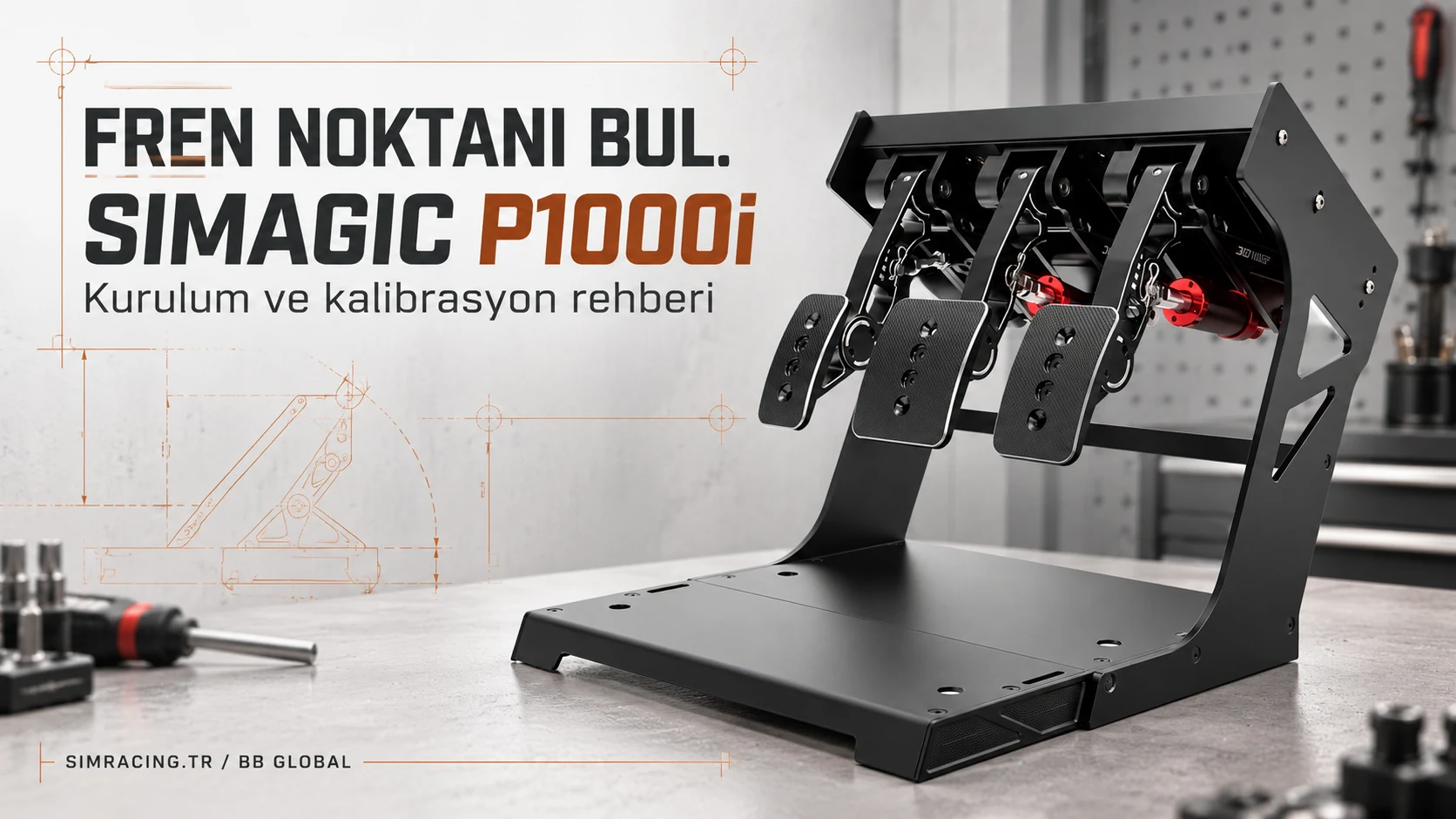 SIMAGIC P1000i: ters pedal düzeni için kurulum ve kalibrasyon rehberi
